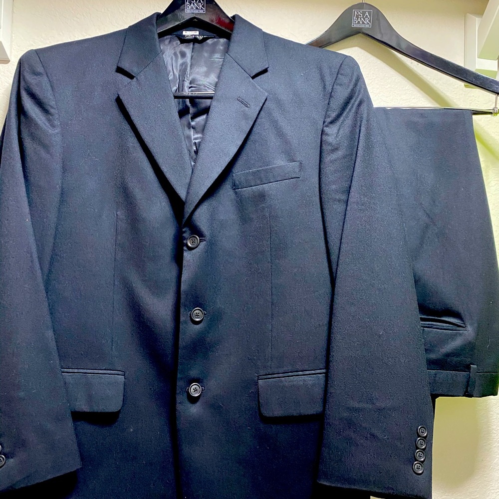 Jos A Banks Wool & Cashmere Black Suit